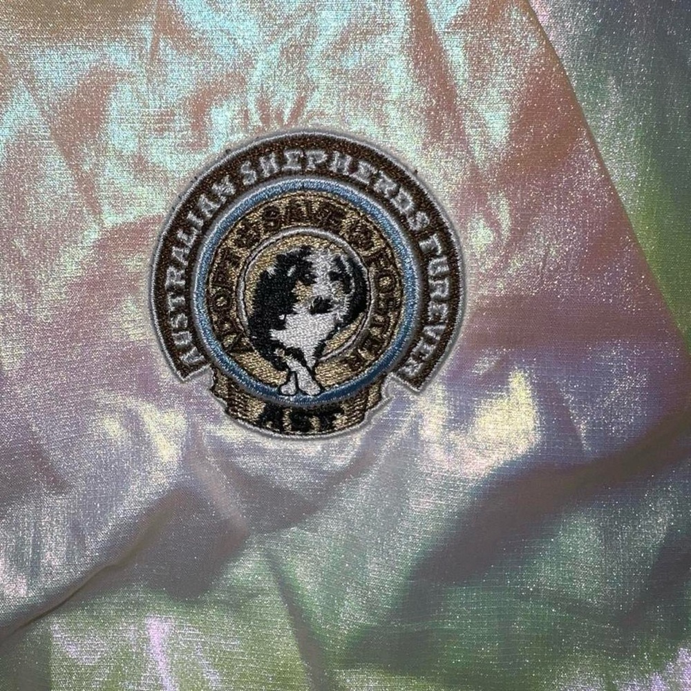 White Holographic rainbow windbreaker jacket. - Picture 7 of 8